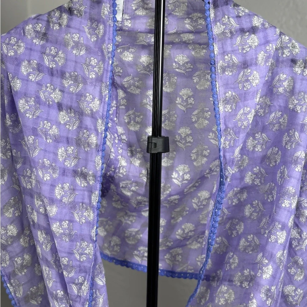 J. Jill Lavender Floral Sheer Mesh Infinity Cotton Scarf Shawl Wrap